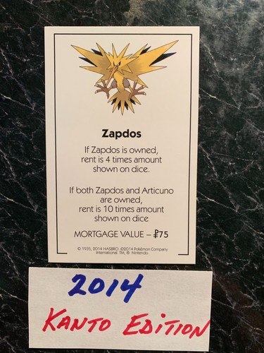 Monopoly pokeman zapdos - monopoly,